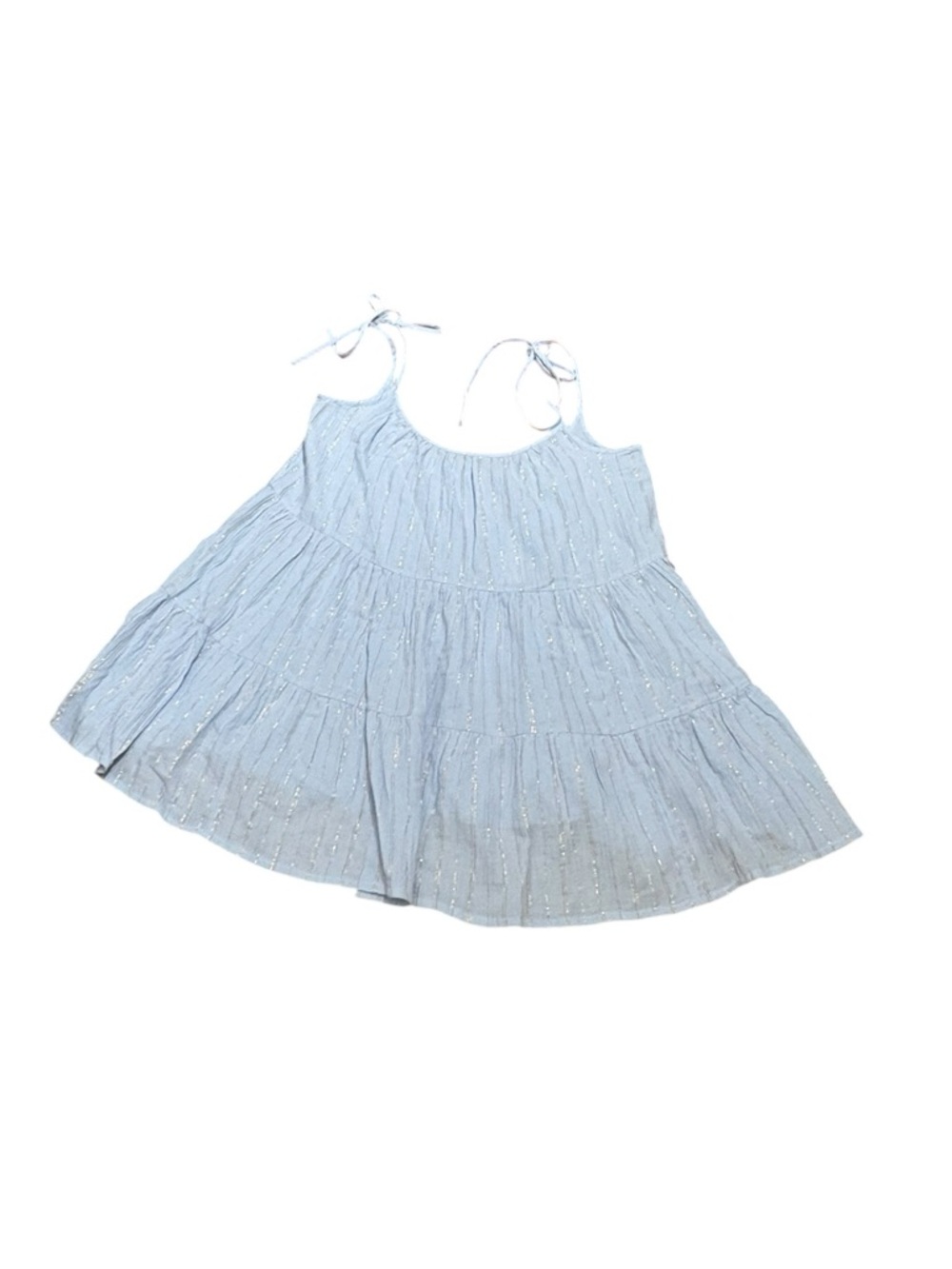 Lands’ End Sky Blue Tiered Swim Cover-Up with Gold Metallic‎ Accents, Size L - Picture 4 of 9